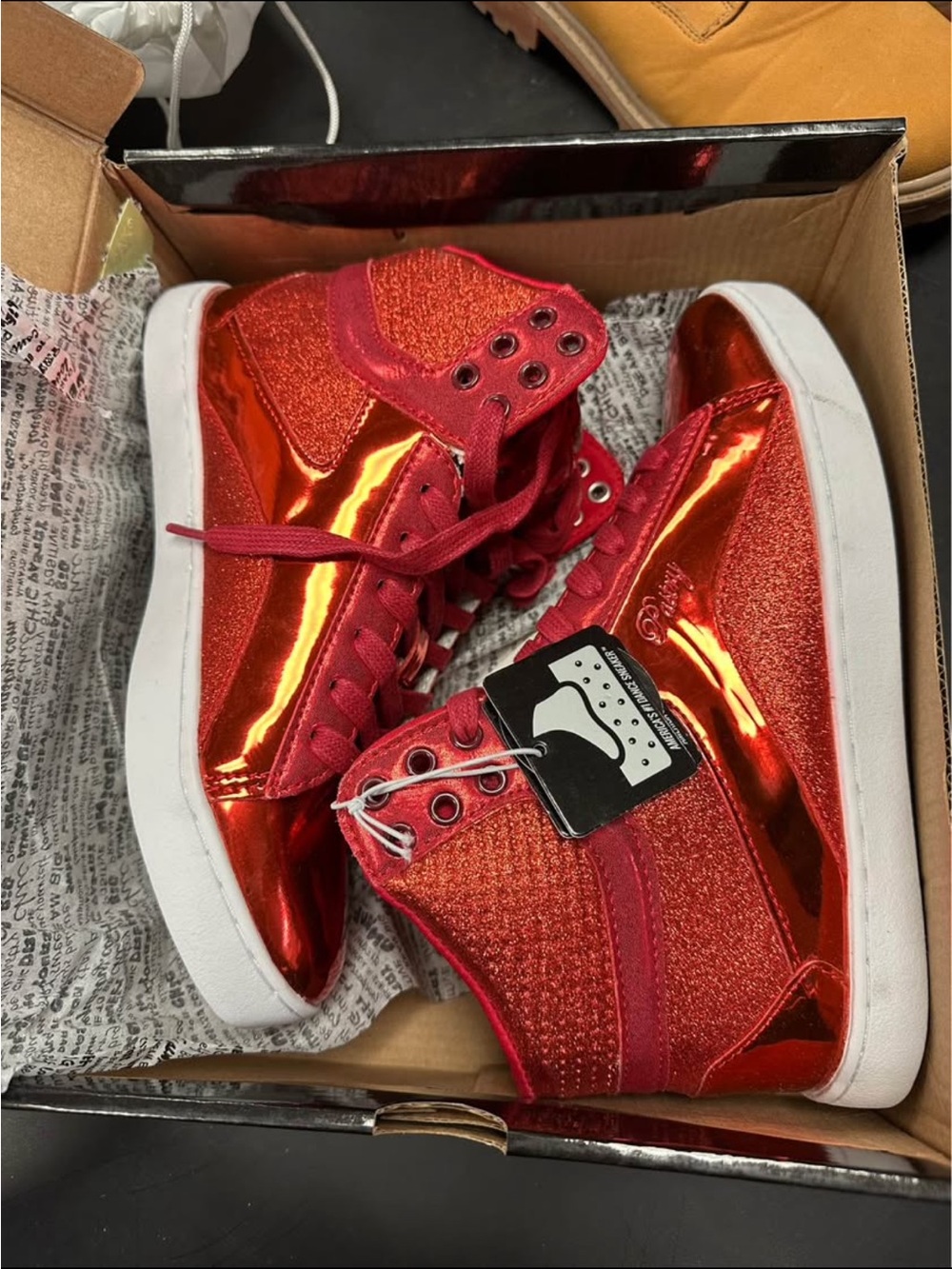 Women’s Red Metallic High-Top Sneakers
